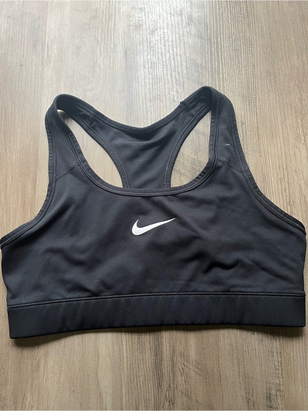 Nike Black Racerback Sports Bra with White Swoosh